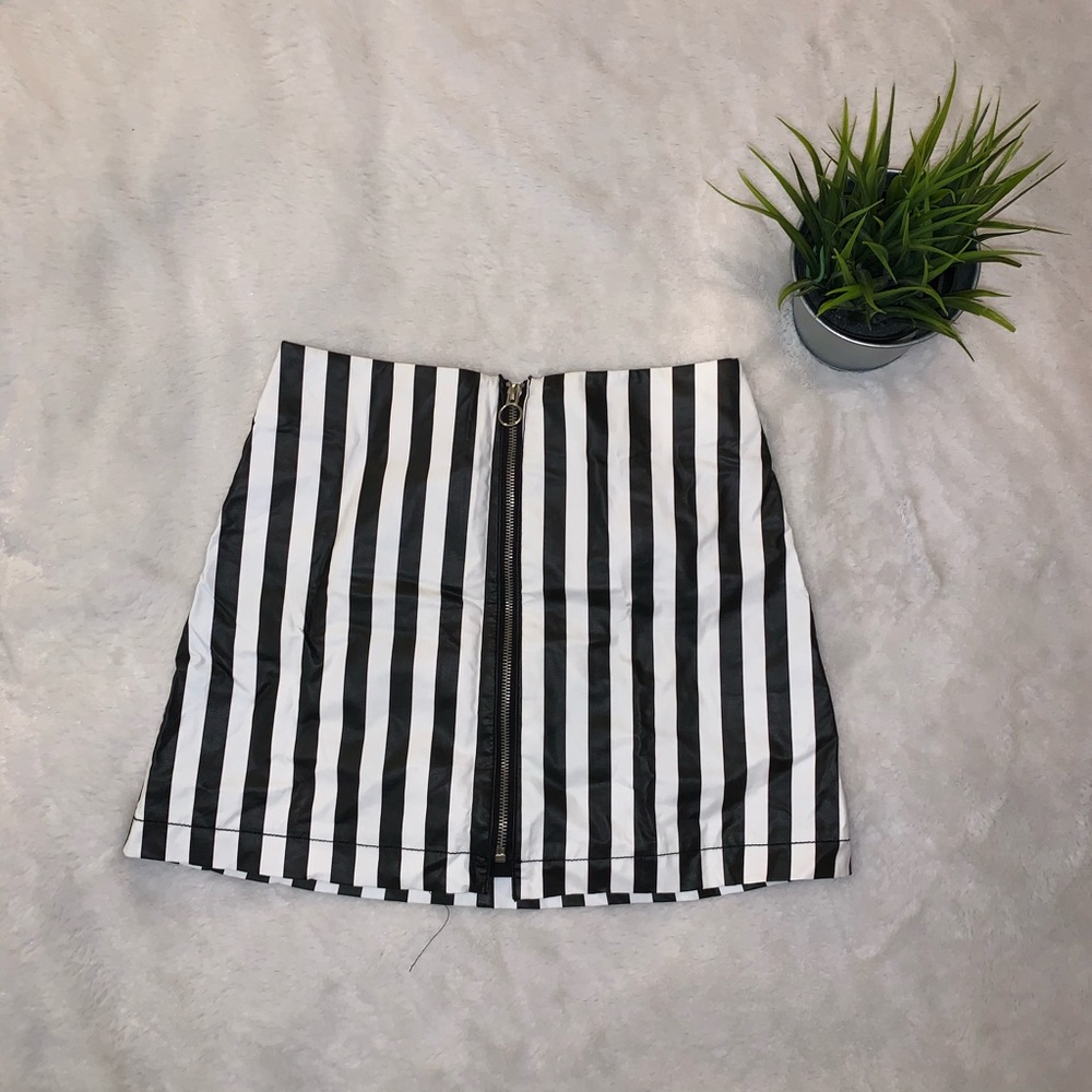 Striped Leather Skirt